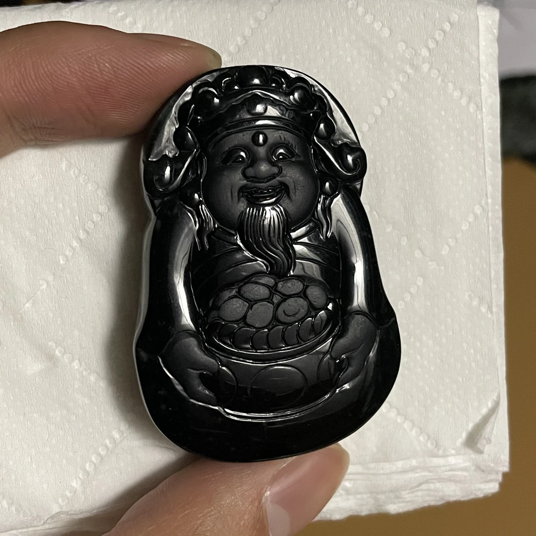 天然翡翠a货 财神爷玉坠