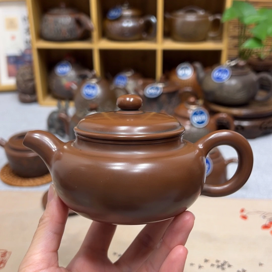 钦州坭兴陶仿古壶220cc球孔