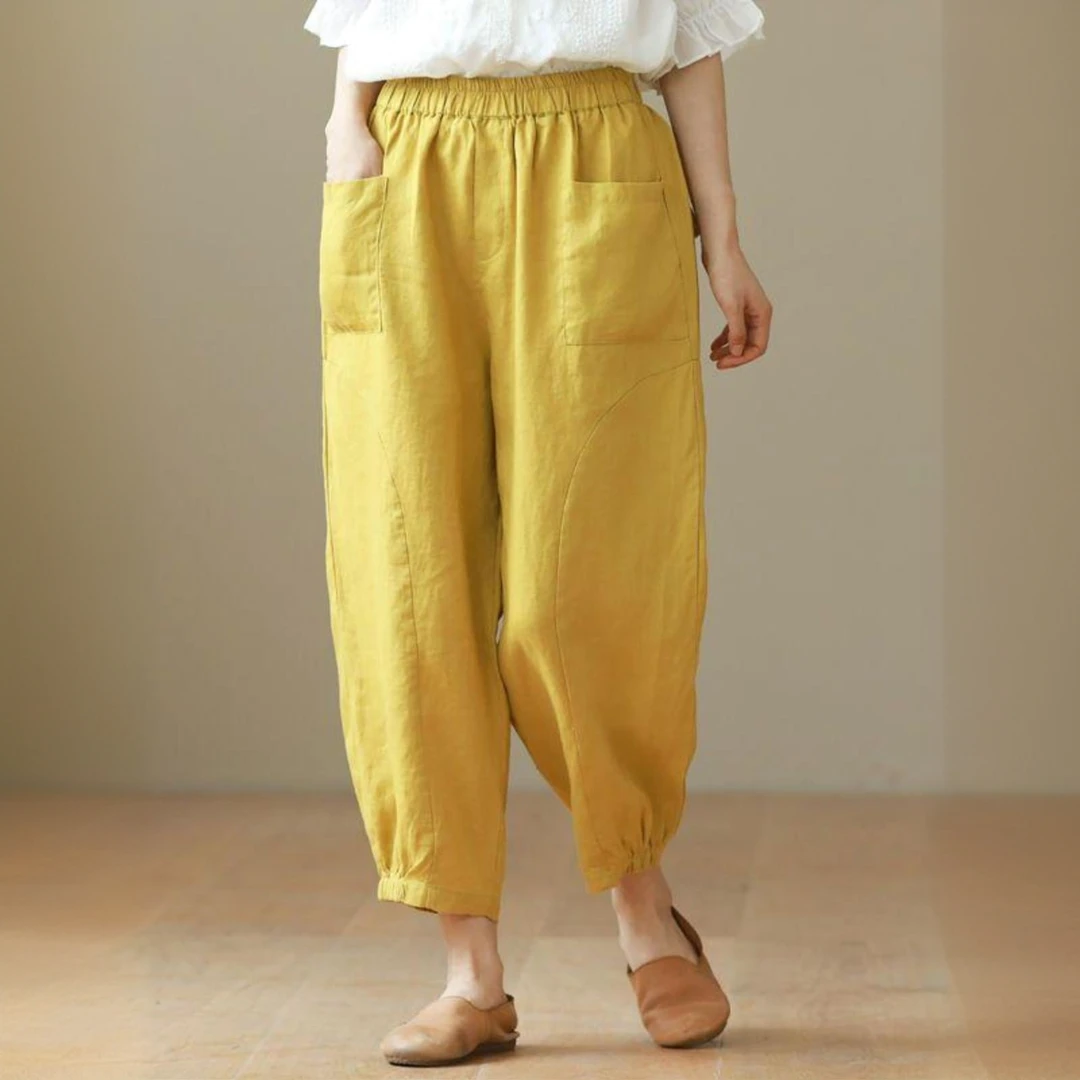 1595夏季宽松休闲纯色大码显瘦百搭哈伦裤女