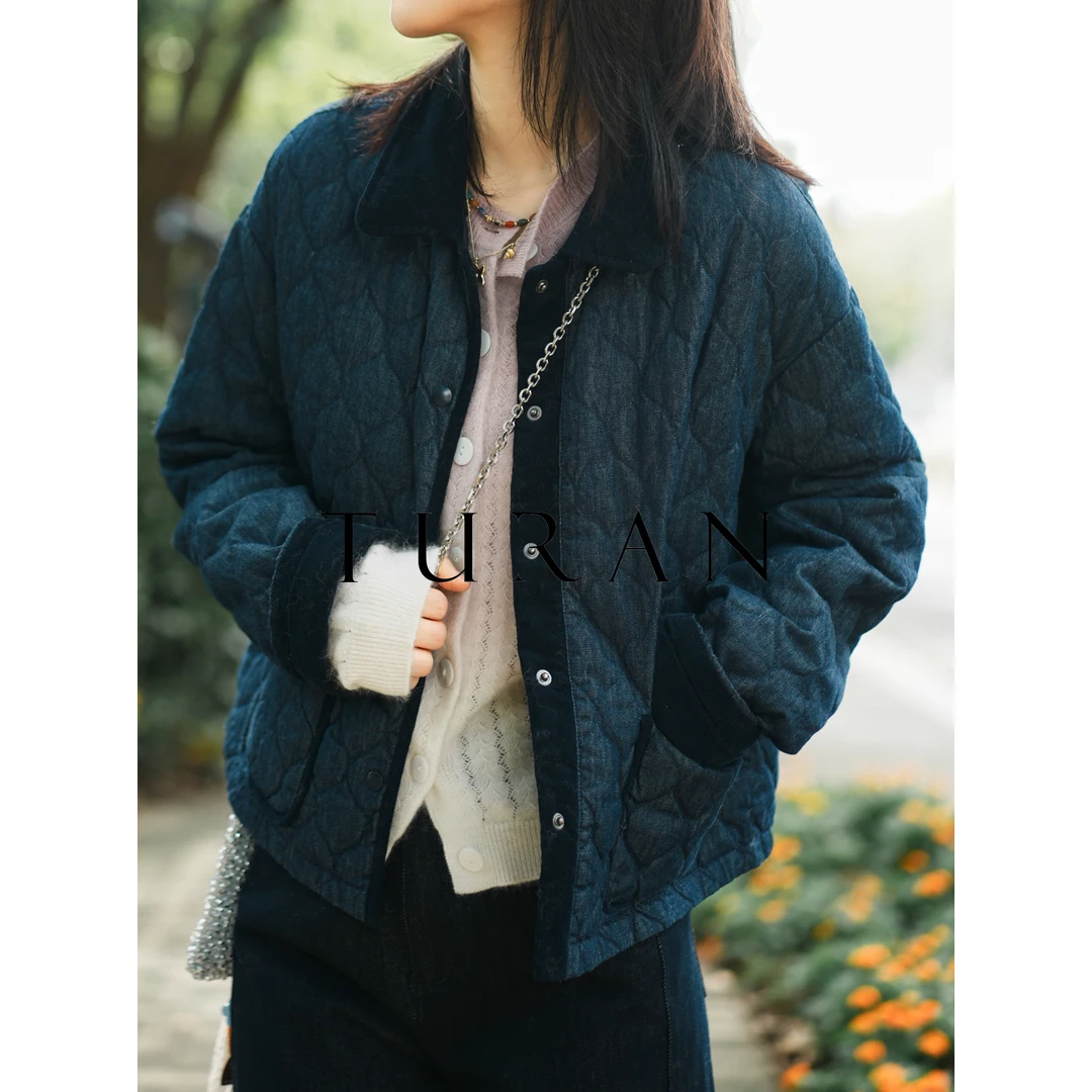 牛仔轻薄羽绒服YKK扣立领棉质成衣洗牛仔90白鸭绒服百搭TRTG1175