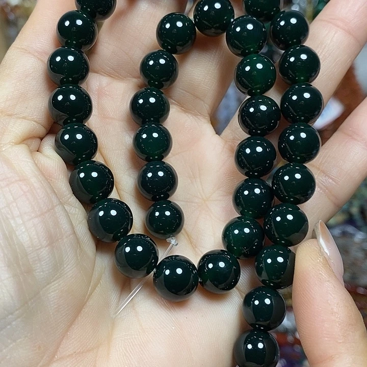 玛瑙/玉髓未镶嵌珠宝半成品A级绿玛瑙卡10mm