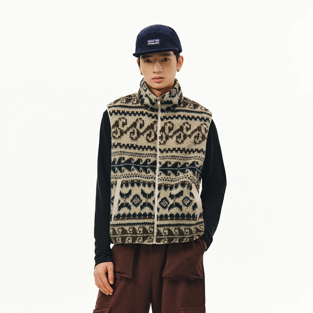 ATRY费尔岛葫芦纹马甲外套男秋潮牌美式复古设计感双面穿坎肩背心