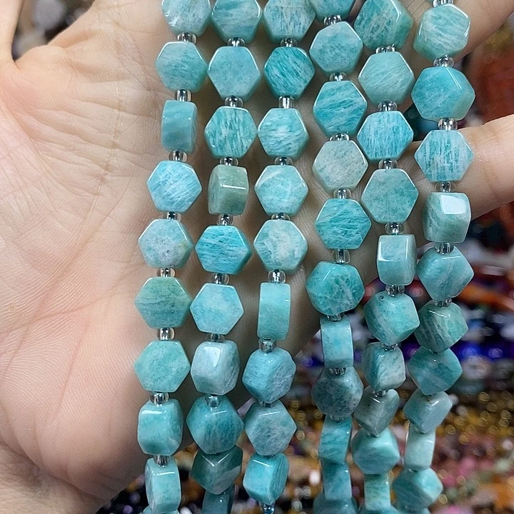 玛瑙/玉髓未镶嵌珠宝半成品天然天河六角切卡9mm