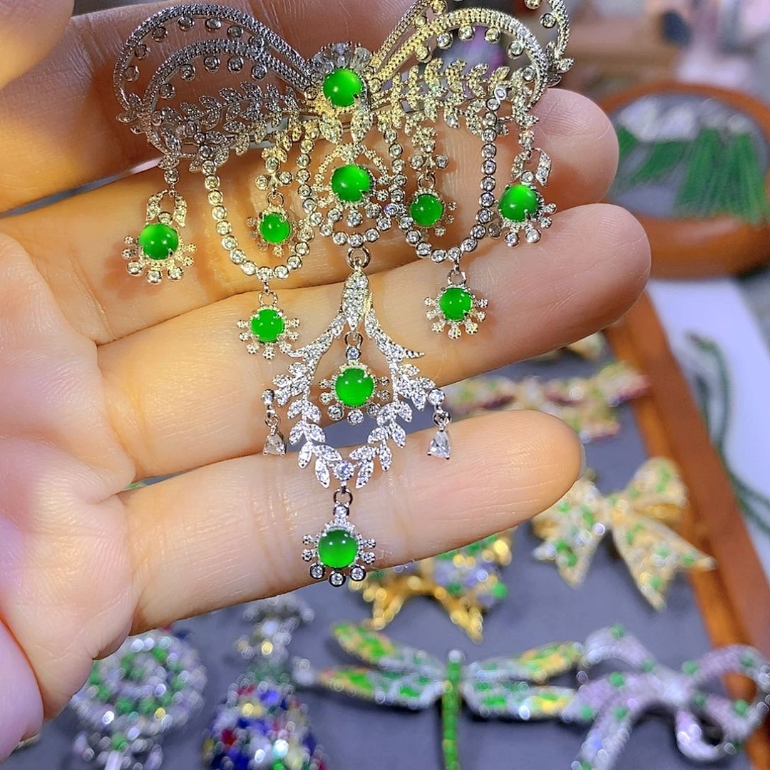 颈饰银S925镶嵌翡翠