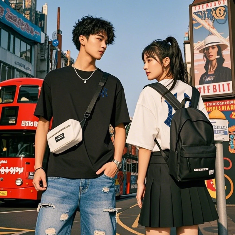 夏季休闲短袖男士宽松半袖T恤潮牌新款纯棉复古半截袖男装上衣