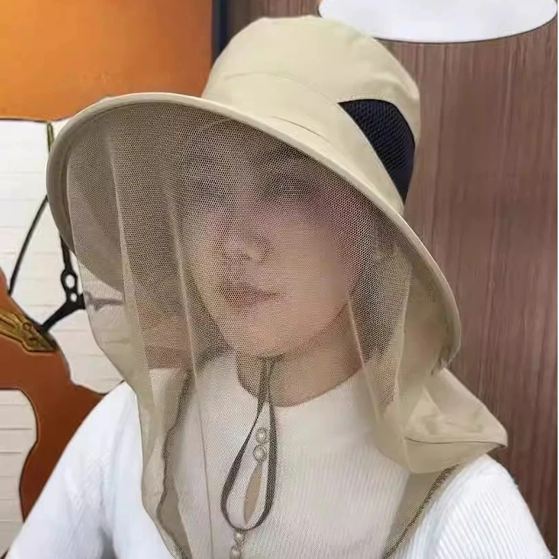 防晒帽钓鱼登山帽防蚊虫网纱面罩男女防紫外线渔夫帽太阳帽防虫帽