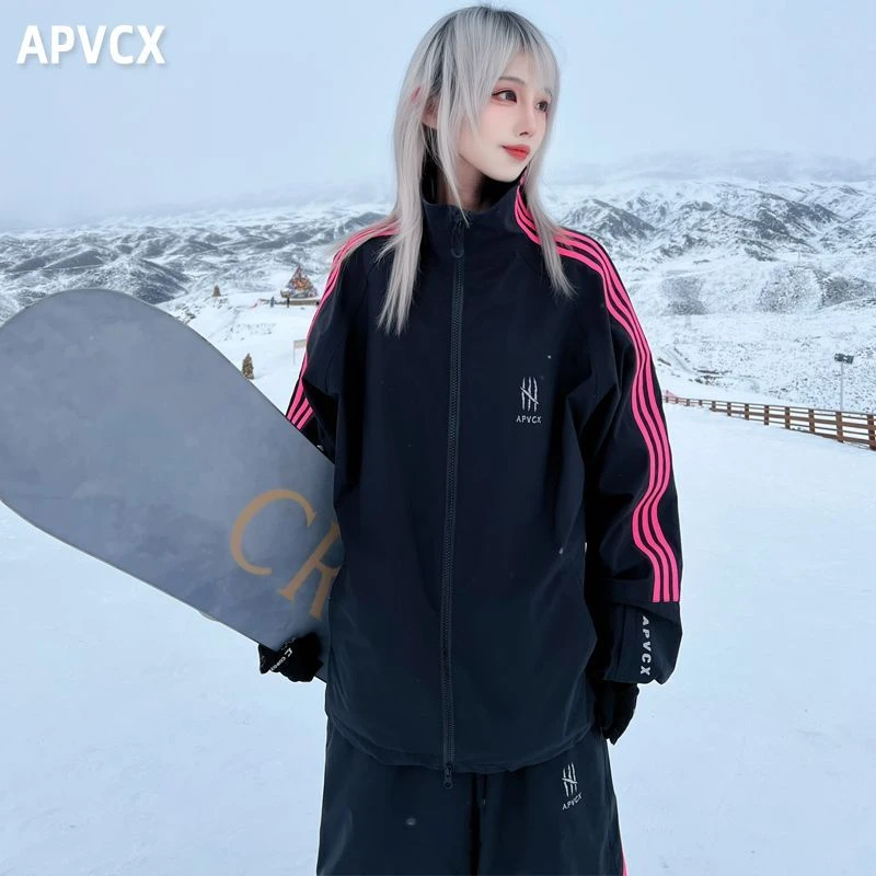 【三条杠】黑色条纹防水防风男女通用冬季滑雪服套装