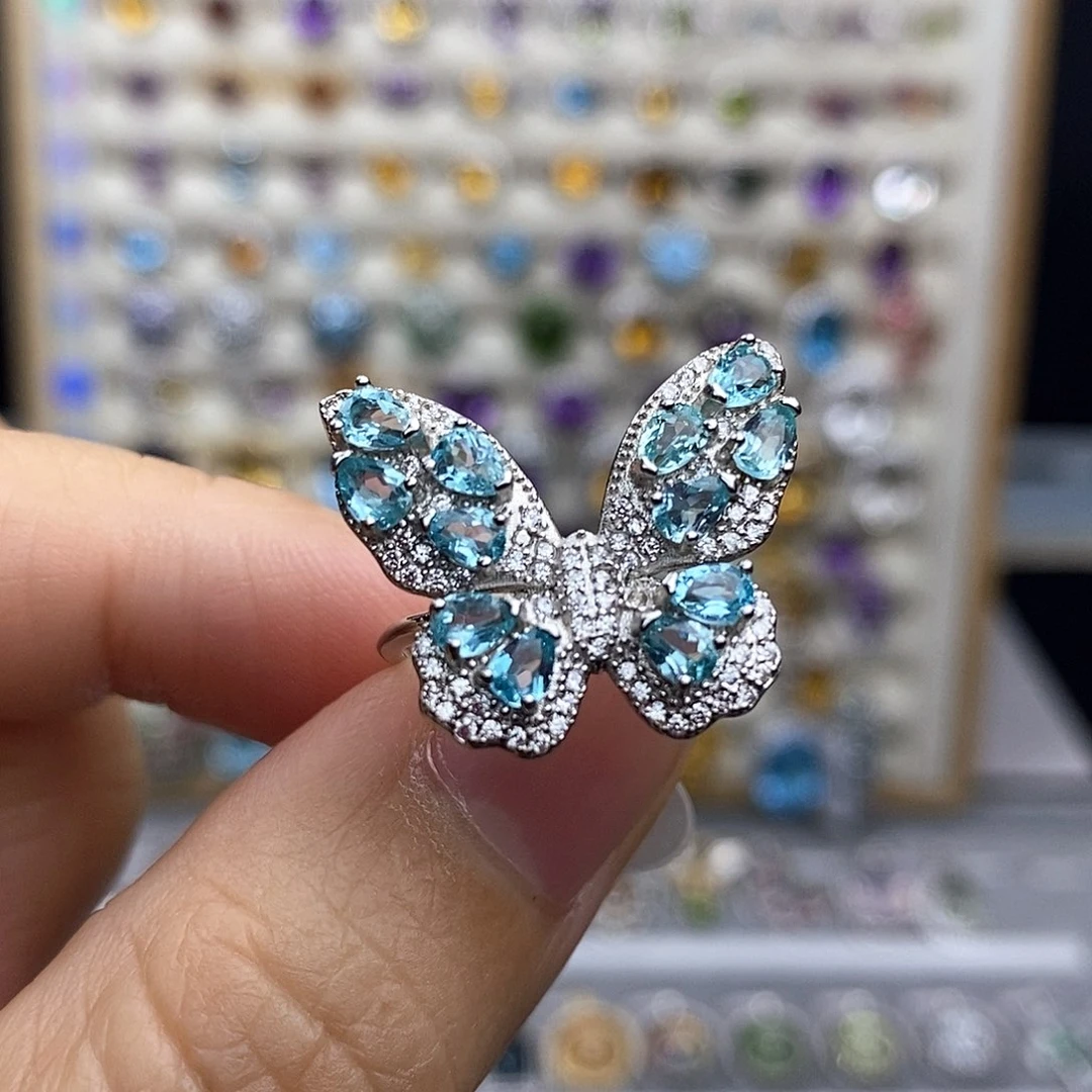 银S925镶嵌磷灰石戒指一物一证