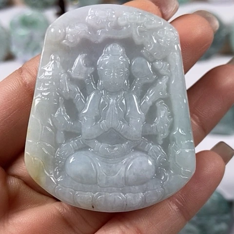 翡翠颈饰未镶嵌千手观音福利洒黄翡福利