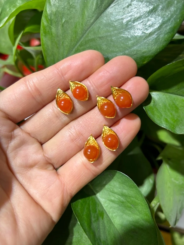 南红玛瑙卡8珠一叶成佛 925银 颜色多样性发货拍一发一