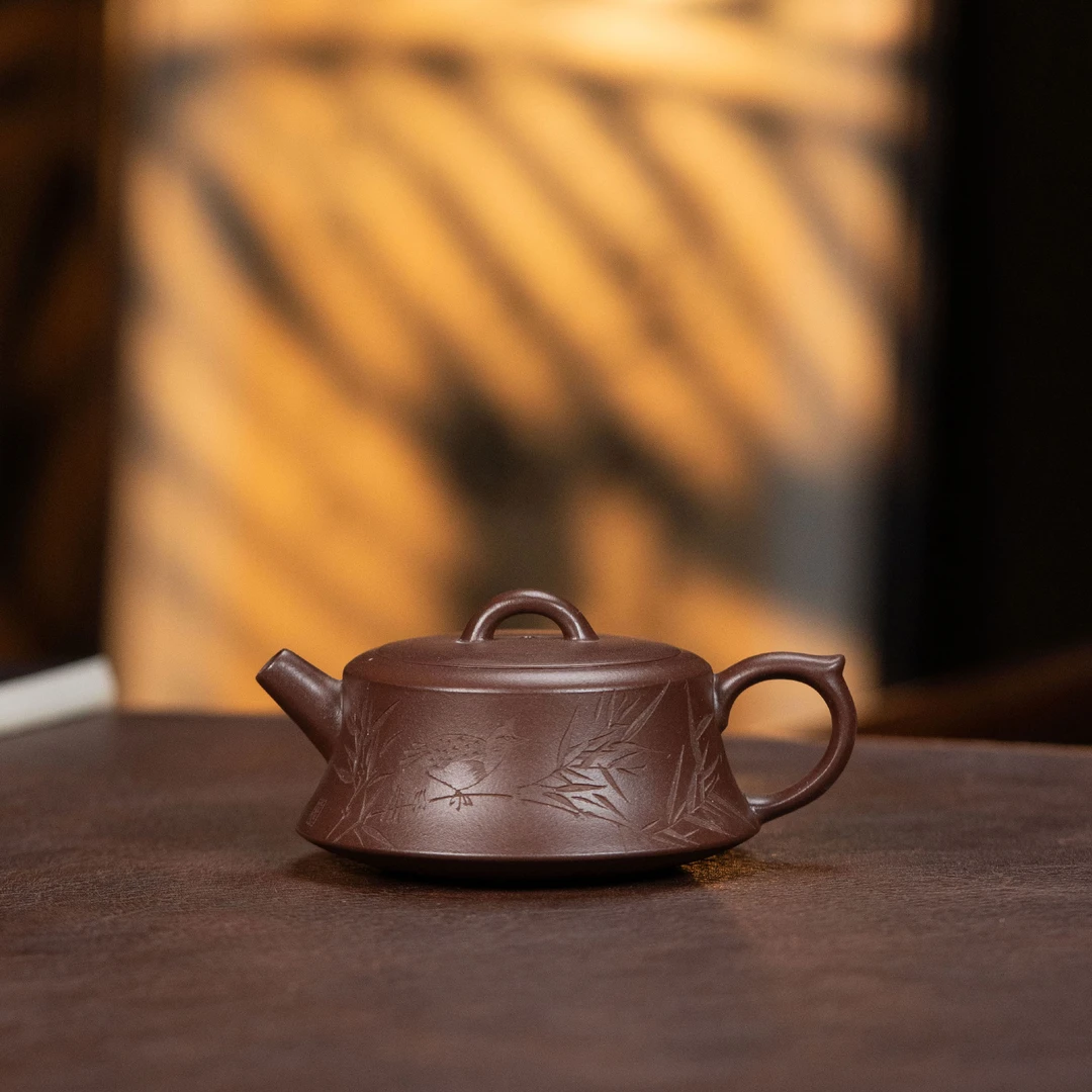 【利贞l柱础】原矿紫泥约180cc手工制宜兴紫砂壶茶具WYJ