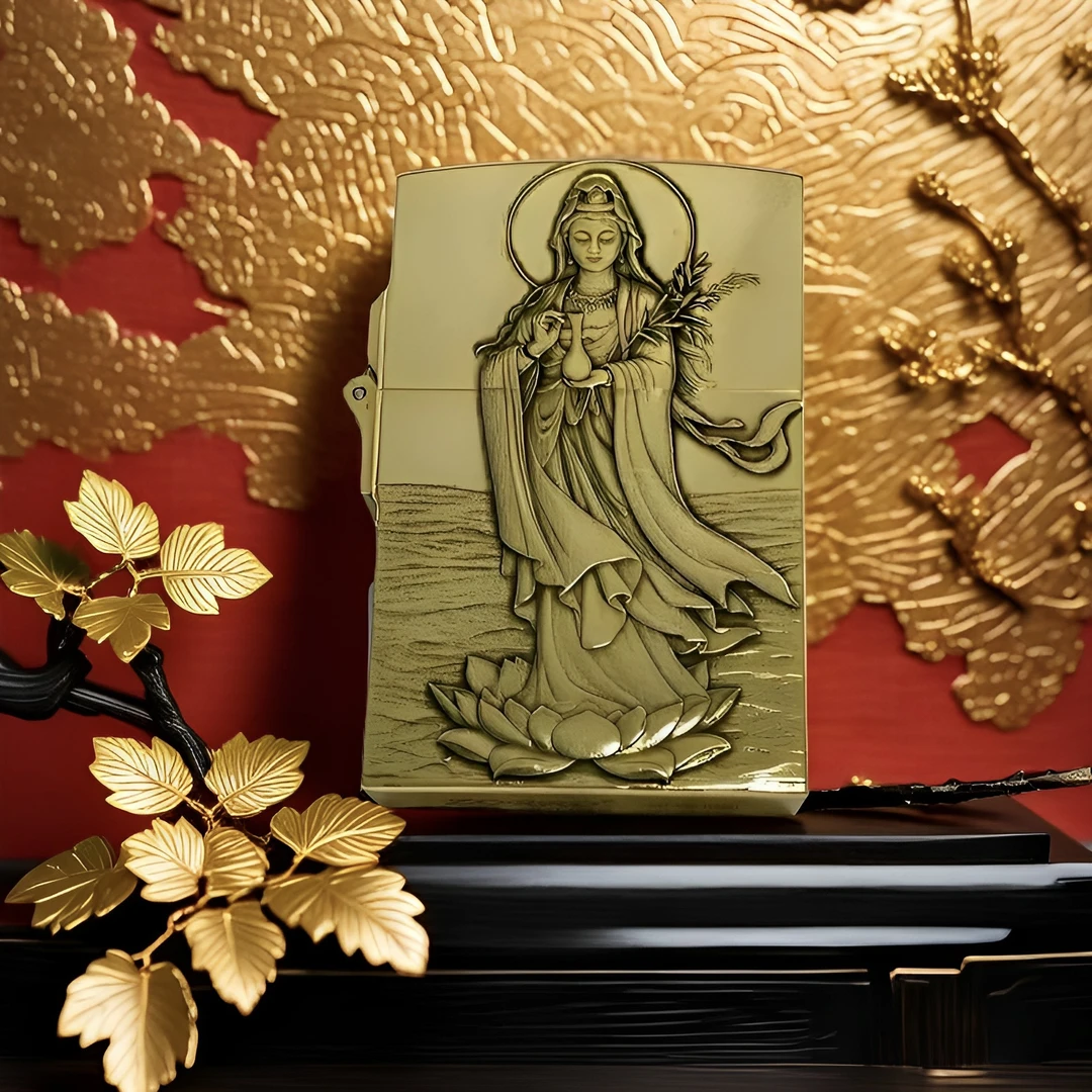 593大重甲纯铜打火机五面浮雕南海观音事事如意，重375克左右，送礼