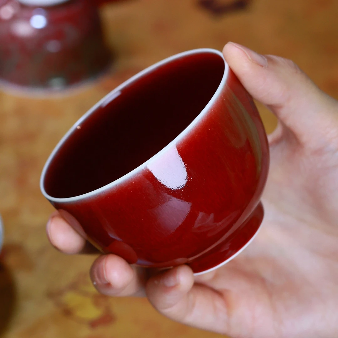润翠堂郎红世家郎红、豇豆红、紫晕流霞、大号窑变茶具陶瓷家用中式
