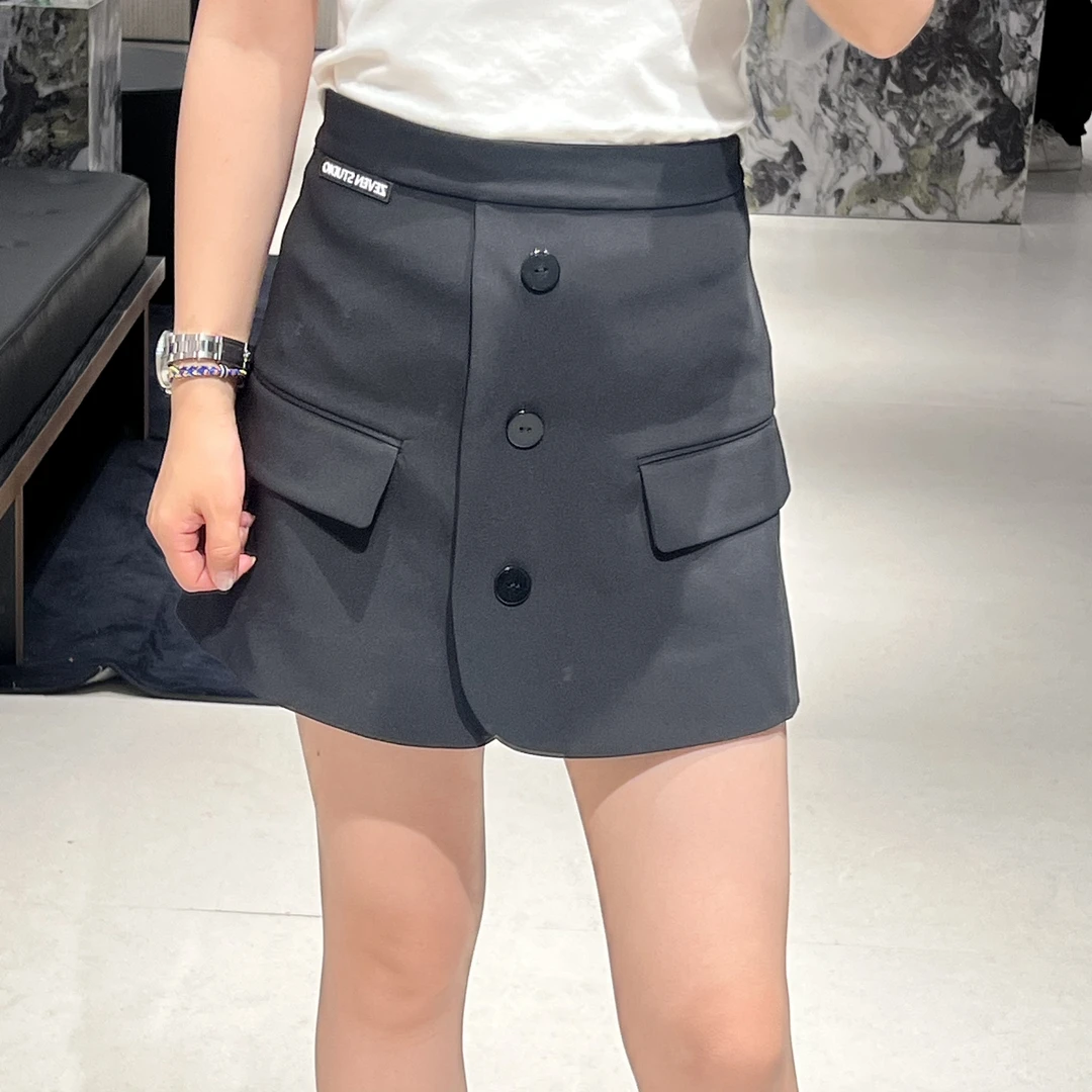 设计感别致黑色短裙高腰显瘦西装短裙ZABBQ226