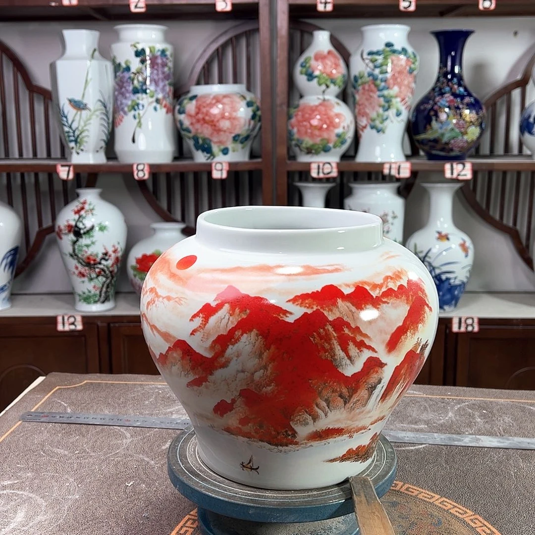 陶摆件景德镇陶瓷大口红运