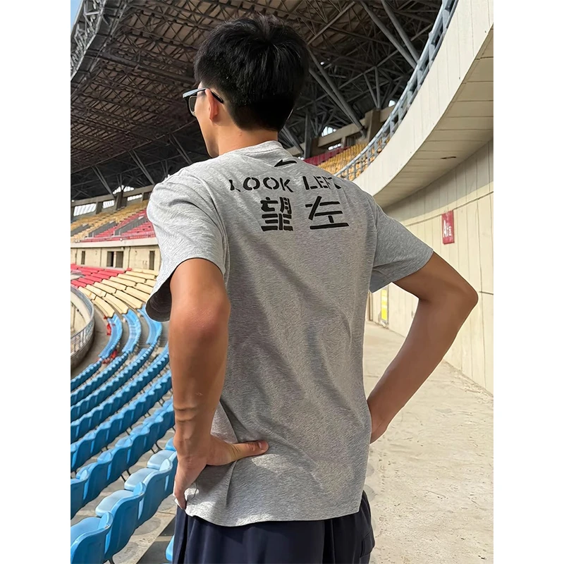 望左望右印花短袖男夏季美式重磅设计感休闲T恤潮流宽松圆领半袖
