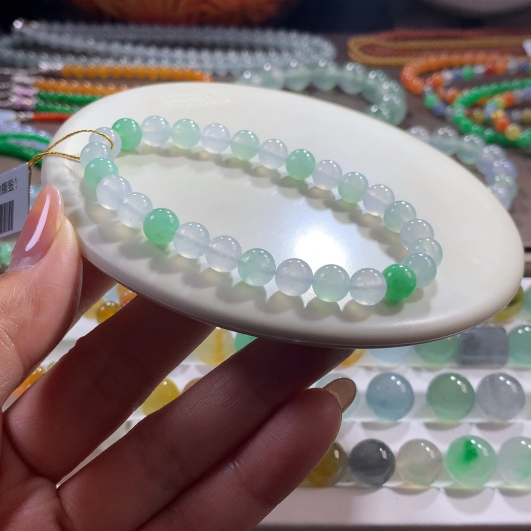 翡翠未镶嵌手链性价比……冰胶双色卡7