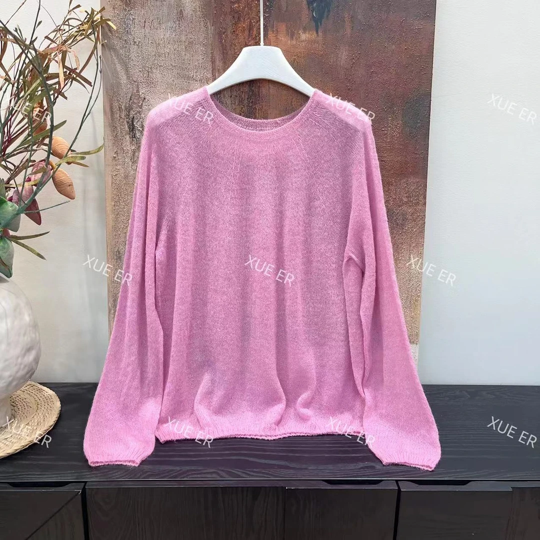 雪儿 X7020韩系小微透设计彩色系圆领针织上衣套头