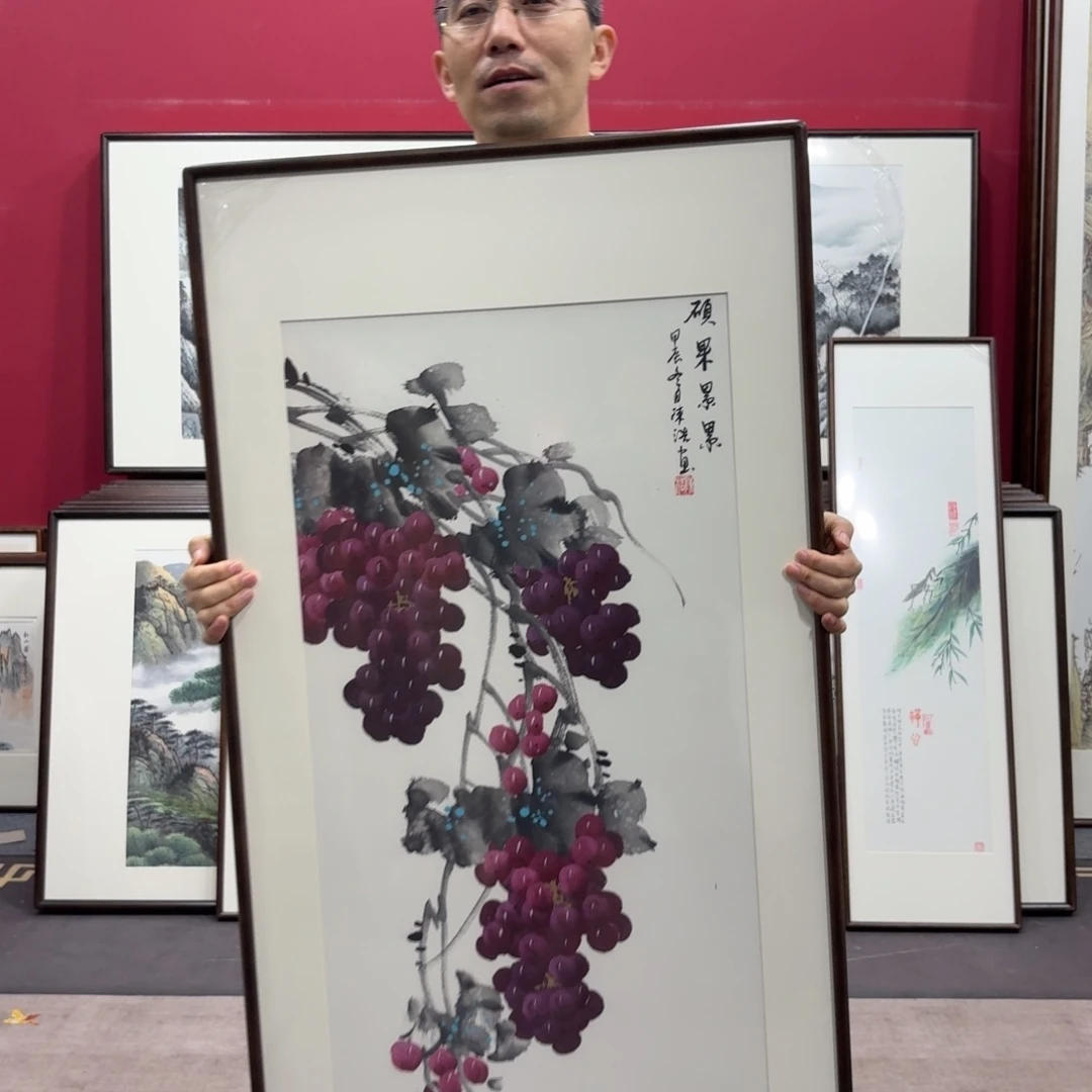 国画手绘作品带框120/60