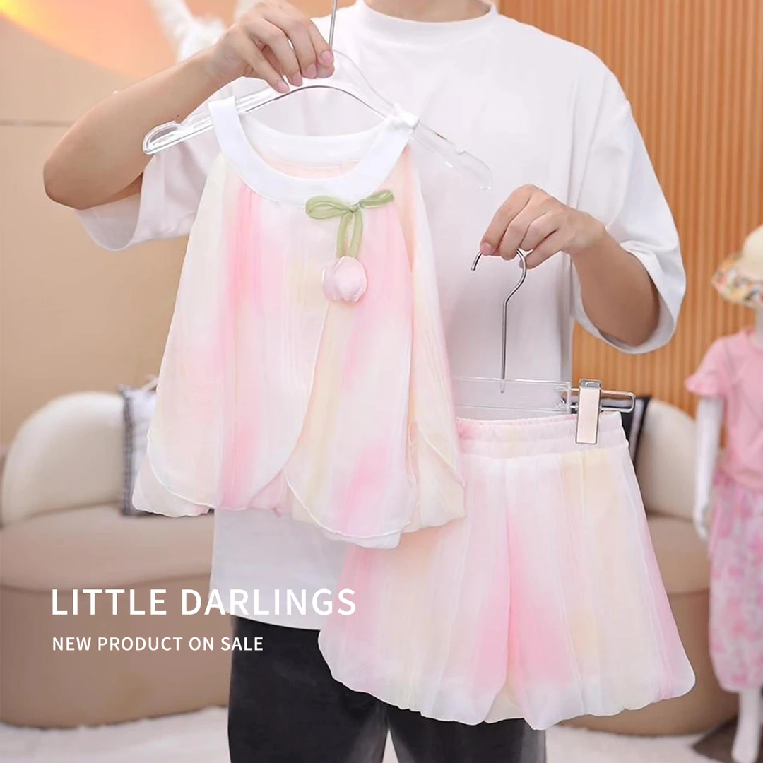 迪士尼夏季立体花朵夏季套头甜美可爱套装137