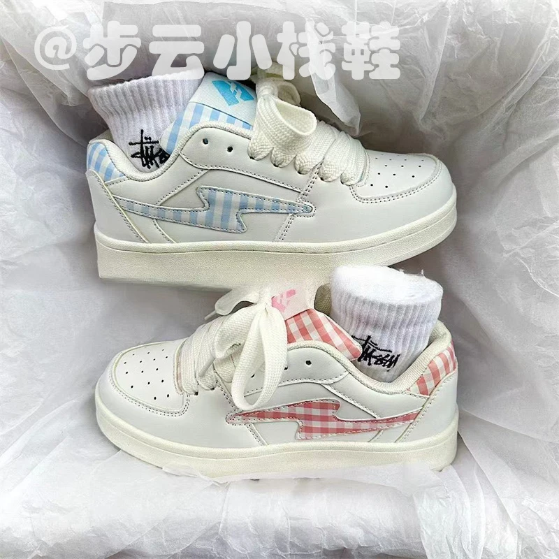 鸳鸯国潮ins小众设计复古小香风闪电面包鞋情侣厚底休闲舒适板鞋