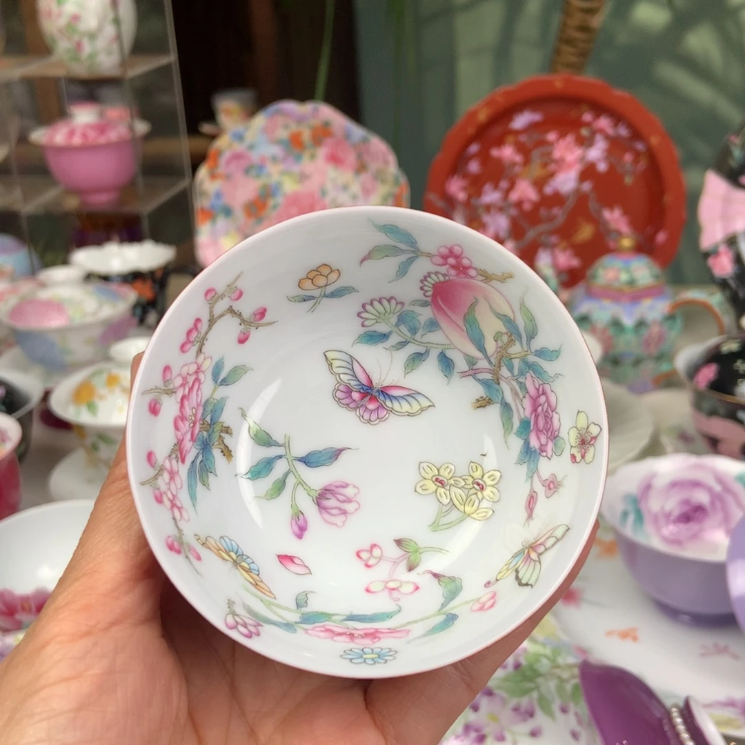 瓷内里蝶恋花宫墙红主人杯