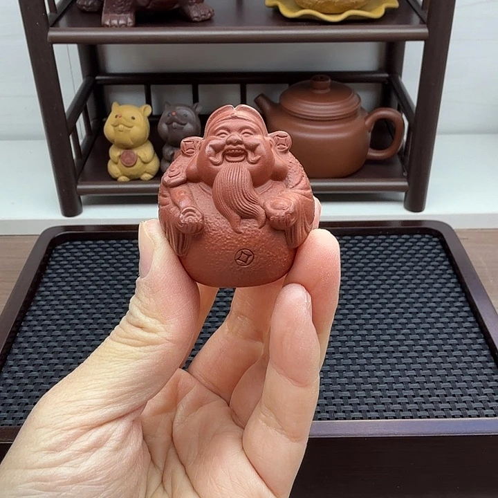 朱泥茶案财神爷茶宠