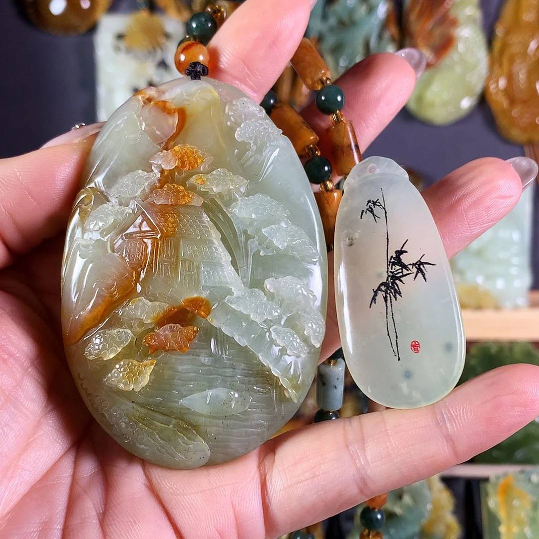 岫玉吊坠(赠链)未镶嵌龙*！