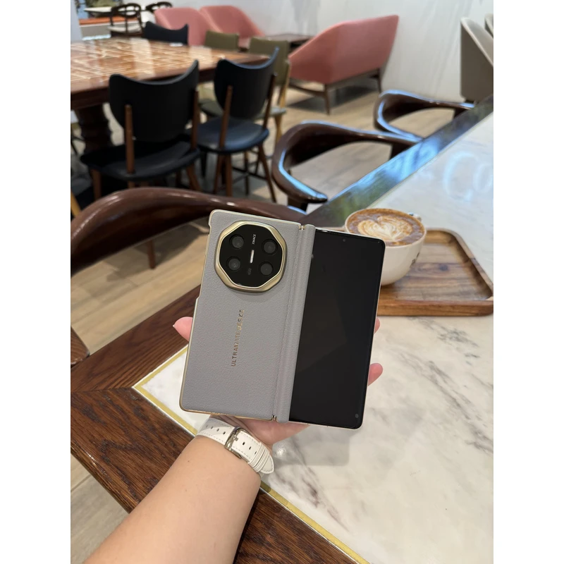 适用于华为Matex6/Matex5秒变磨砂金边中轴折叠手机壳