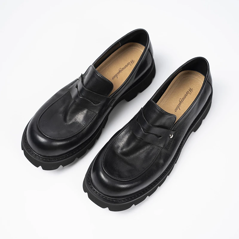 德比鞋休闲皮鞋男一脚蹬商务皮鞋正装商务厚底老钱风增高男士皮鞋