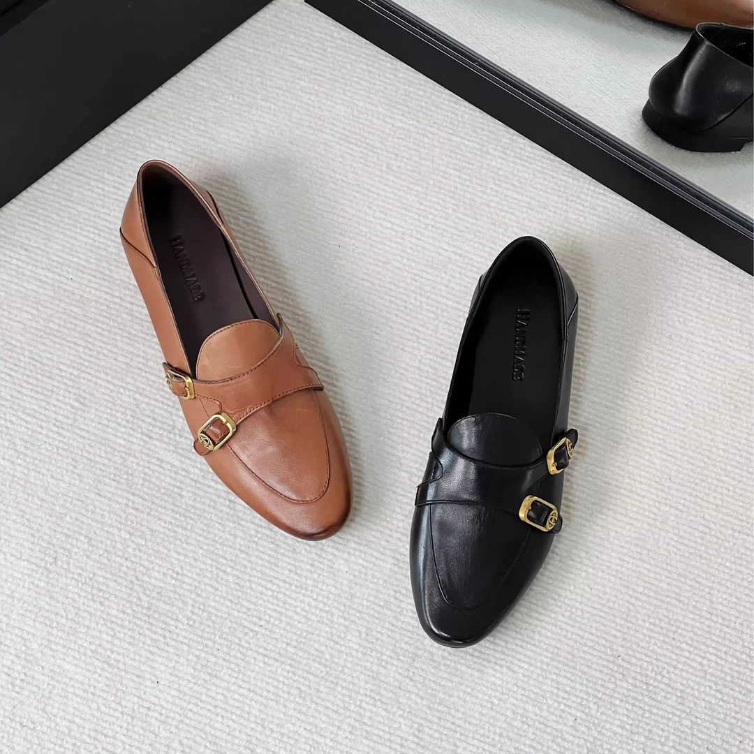 HUSSLOVE 头层牛皮·跟高1.5CM·日常通勤百搭舒适尖头中口单鞋