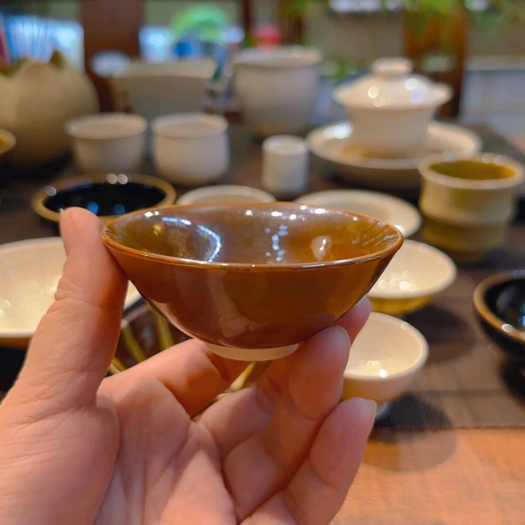 酱定撇口斗笠盏 70cc  6666