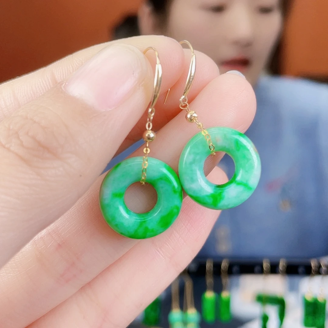 翡翠18K金镶嵌耳饰