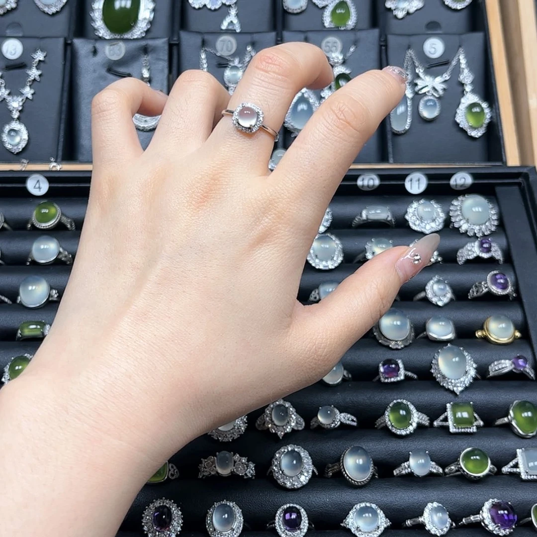 【闪购商品】岫玉戒指银S925镶嵌R****o