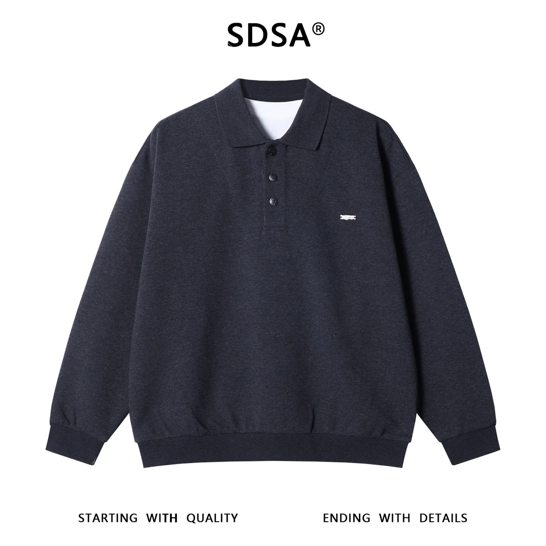 SDSA男士秋冬新款痞帅男装韩版小众polo领卫衣高级感时尚套头上衣