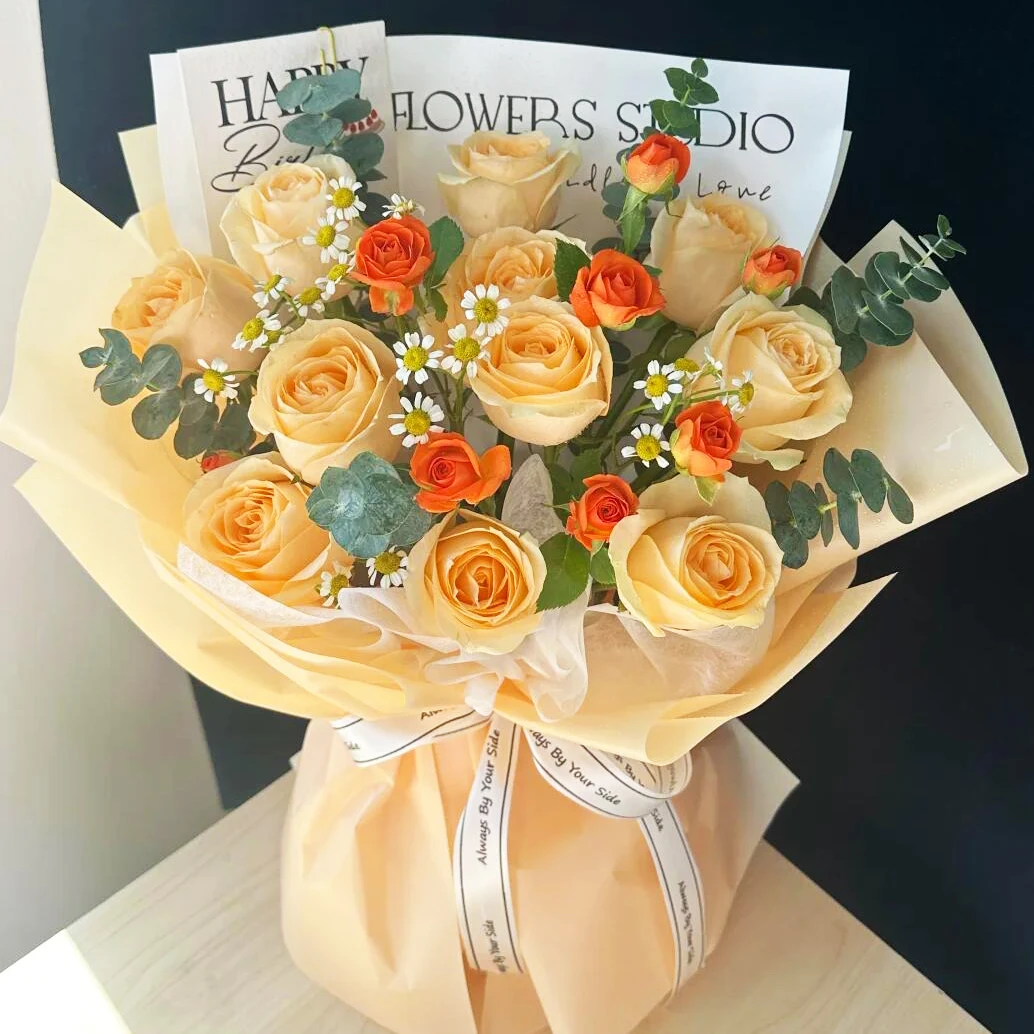 【冰糖心】11朵香槟玫瑰鲜花·生日纪念日送女友闺蜜·同城花店送上门