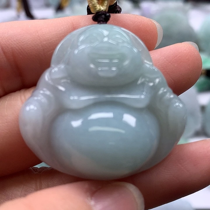 翡翠未镶嵌颈饰笑佛卡厚12+