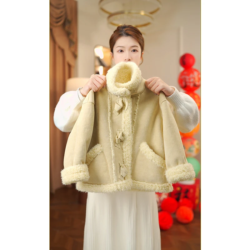 女童加绒外套冬装麂皮2025新款儿童冬季加厚大衣小女孩3929