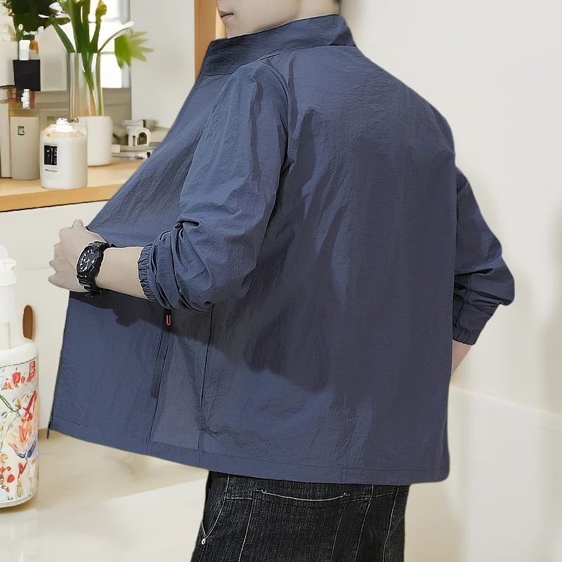 夏季男士户外轻薄透气防紫外线防晒服男宽松大码休闲钓鱼登山衣夹