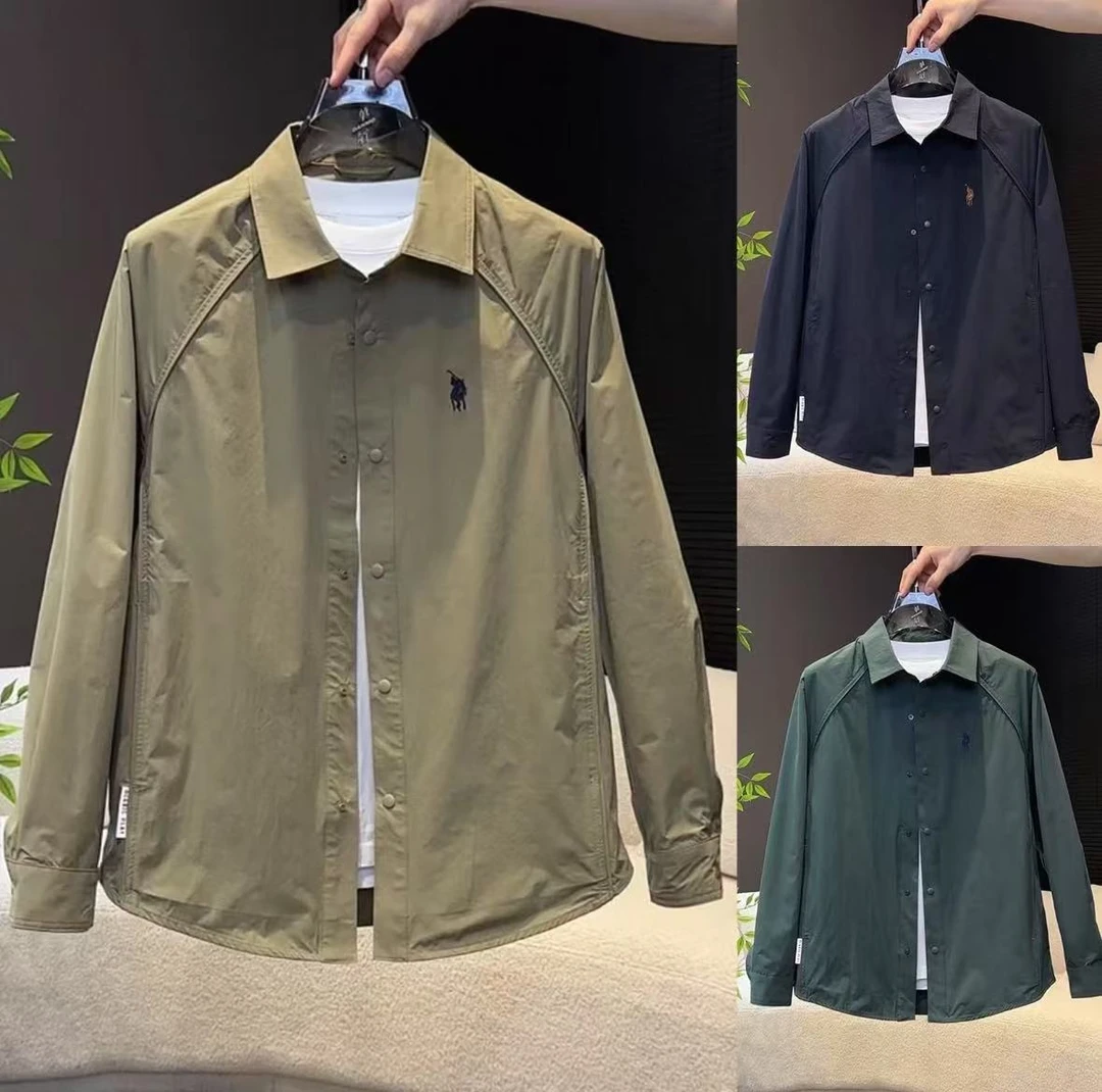 夹克外套男高品质秋季新款商务休闲翻领韩版时尚宽松百搭衬衫上衣
