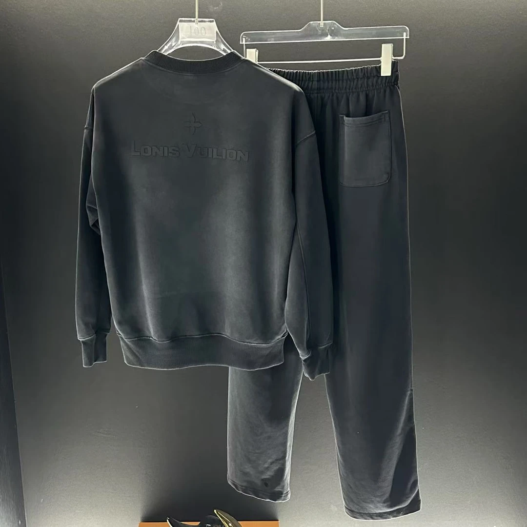 运动水洗做旧400g简约秋季情侣拉链圆领长袖休闲运动套装