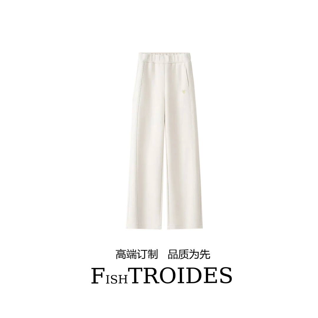 【刺绣镰刀裤】新款时尚高腰显瘦百搭休闲刺绣小蜜蜂香蕉裤F50010