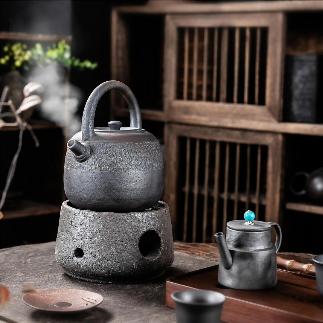 中式复古手工粗陶煮茶炉家用围炉煮茶器茶室功夫茶具配件茶艺零配