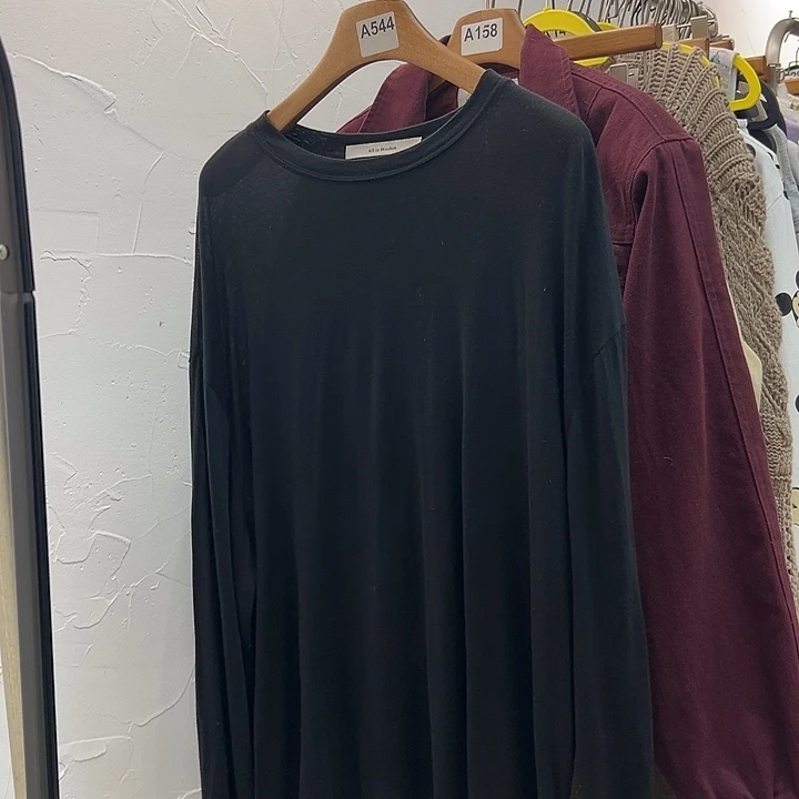 今天新款 黑色宽松长袖微透T