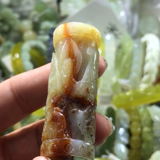 岫玉未镶嵌小手把手把
