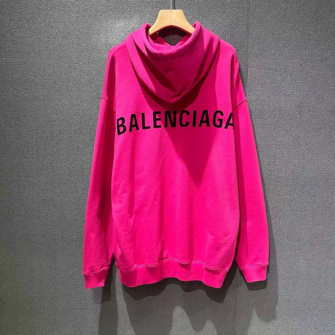 未使用 Balenciaga/巴黎世家 （pm）背后印花火龙果色帽衫 s码/9601