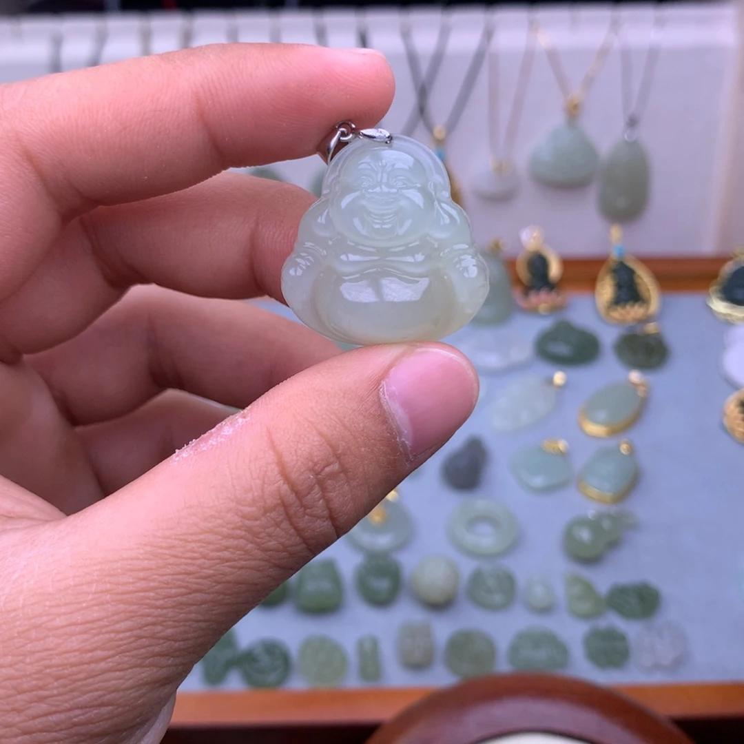 和田玉吊坠(不含链)银S925镶嵌好**在