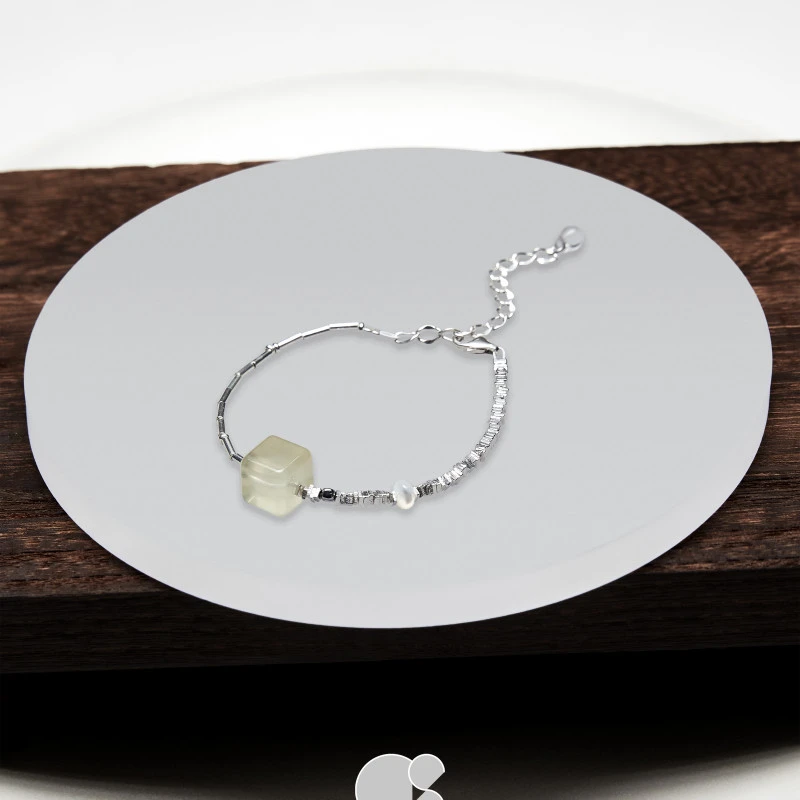 925银手链 采石studio｜原创柠檬晶方糖碎银细链清新小众设计手链