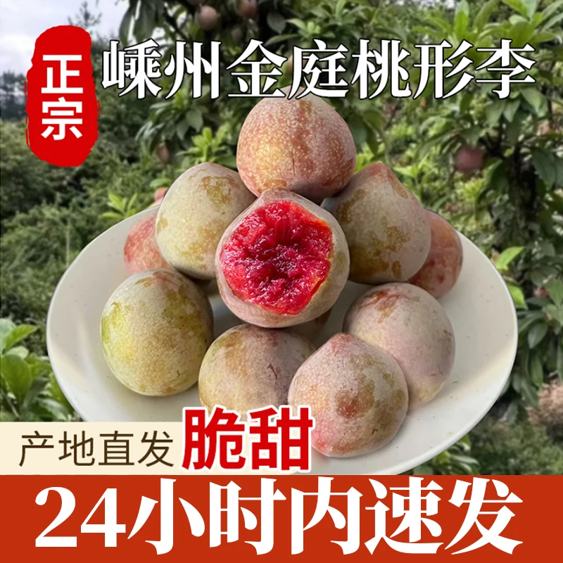 正宗浙江嵊州金庭桃形李红心李脆甜脱骨新鲜果园现摘直发