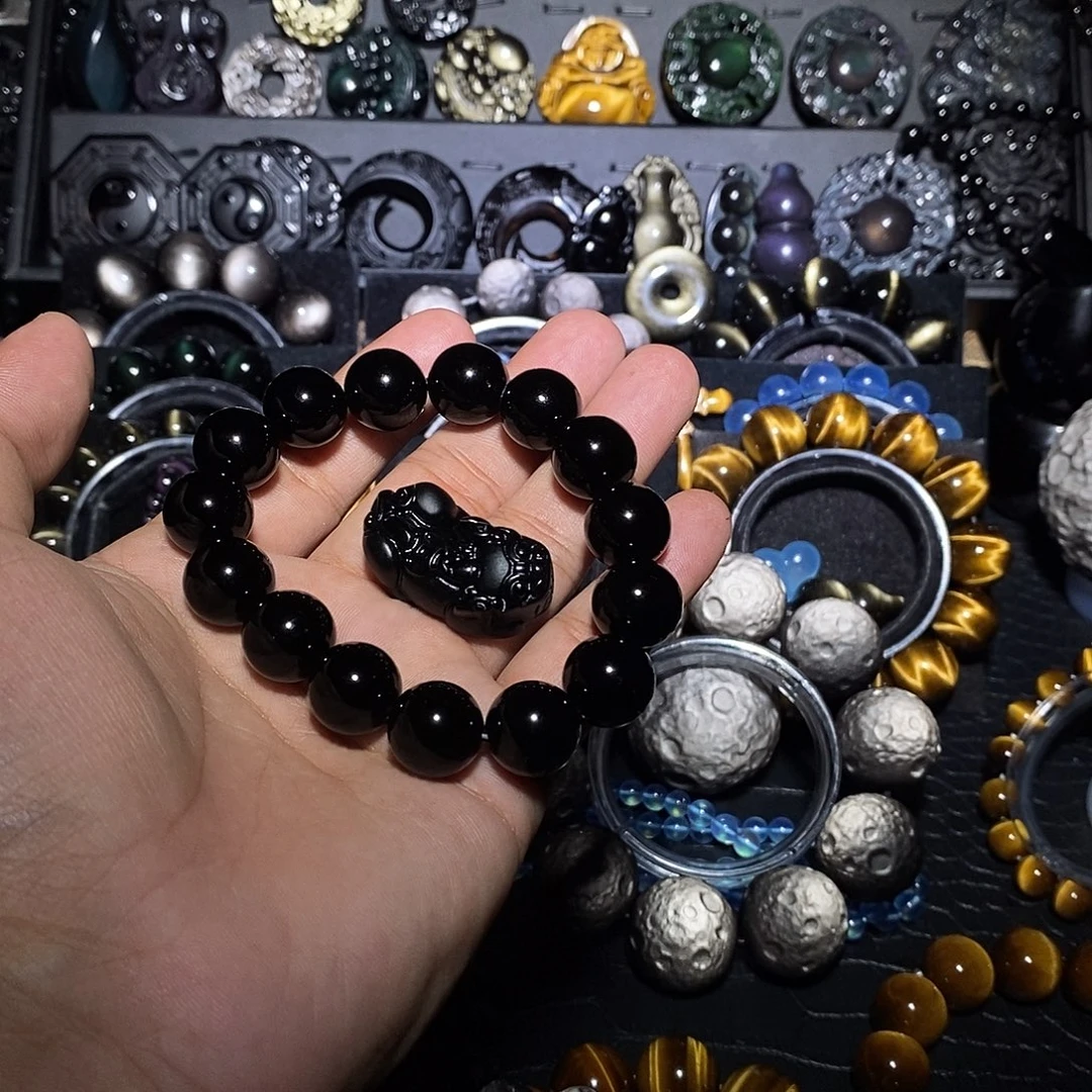 云***️未镶嵌黑曜岩手链